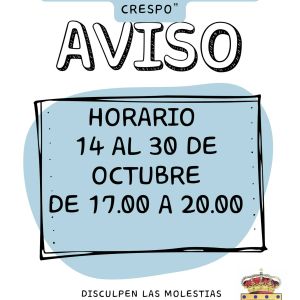 Aviso: cambio de horario del Centro de lectura Carmen Crespo